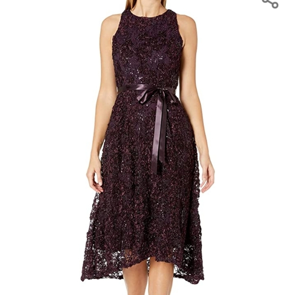 Tahari eggplant high low dress BNWT